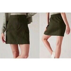 Athleta Voyager Cargo Skirt Women Size 2 Green 100% Linen Lagenlook Granola Core